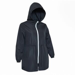 SHEIN Full Zip Drawstring Waist Long Sleeve Lightweight Hooded Jacket Black XL